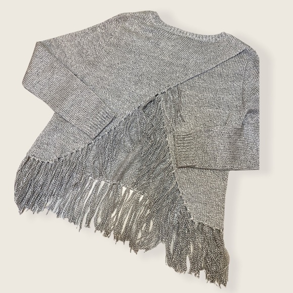 NWOT BB Dakota Jeraldine Fringe Heathered Sweater - Picture 10 of 10